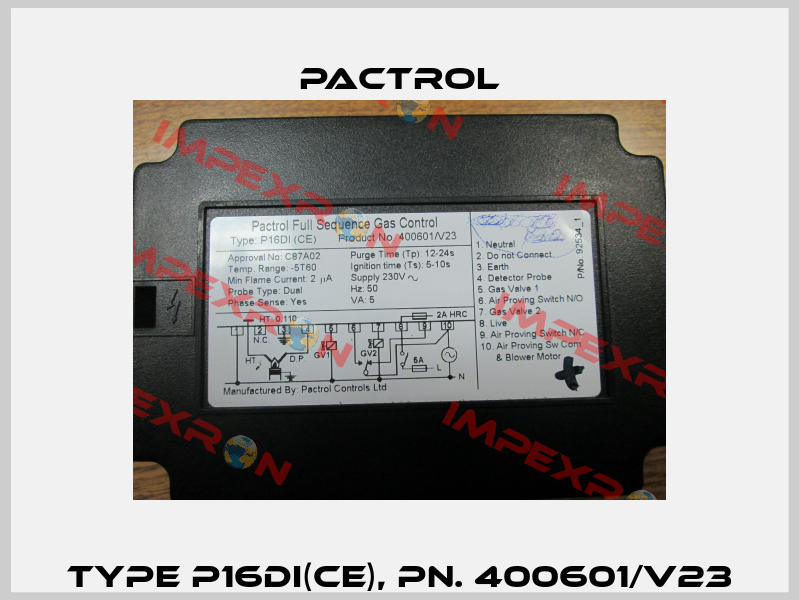 Type P16DI(CE), Pn. 400601/V23 Pactrol
