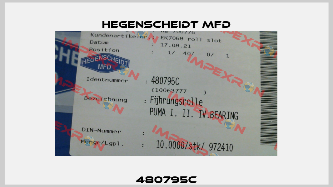 480795C Hegenscheidt MFD