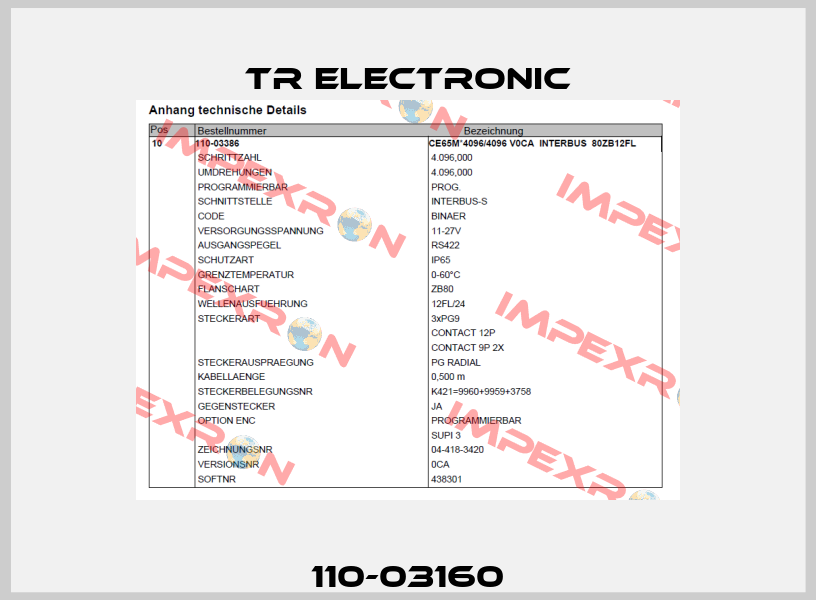 110-03160 TR Electronic