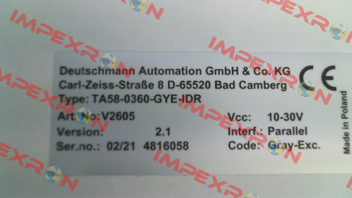 V2605 / TA58-0360-GYE-IDR Deutschmann