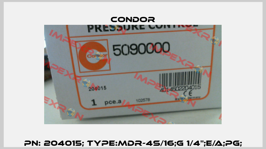 PN: 204015; Type:MDR-4S/16;G 1/4";E/A;PG; Condor