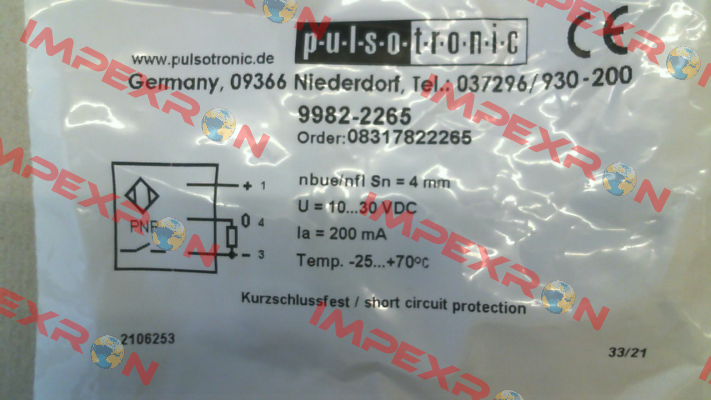 9982-2265 \ KJ4-M12MN50-DPS-V2 Pulsotronic