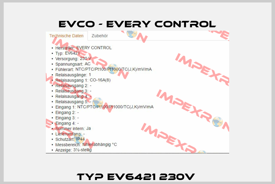 Typ EV6421 230V  EVCO - Every Control