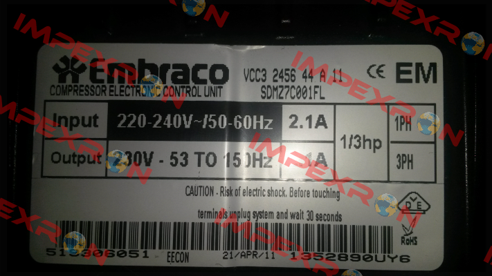 VCC3 2456 44  OEM Embraco