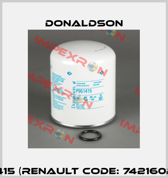P951415 (Renault code: 7421602383) Donaldson