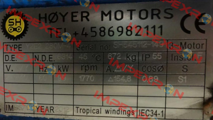 Y2E2 280M-4 Serial No:sh545112-149 Hoyer Motors