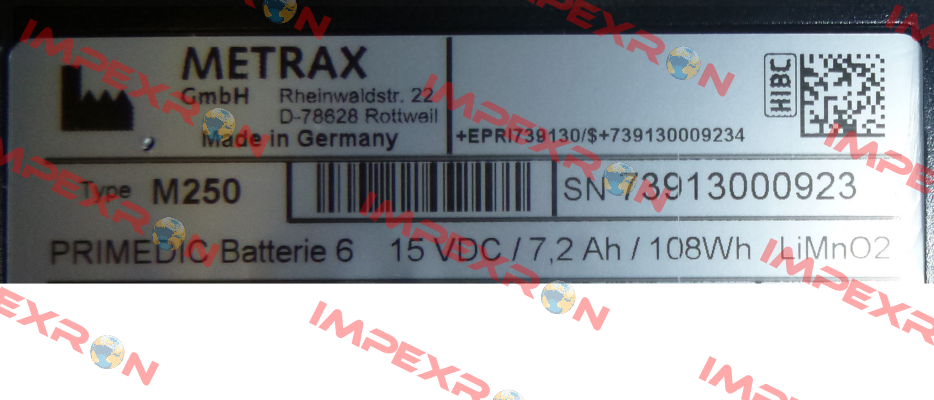  6-Jahres-Batterie (#97641)15VDC, 7,2Ah, 108Wh  Primedic (Metrax)