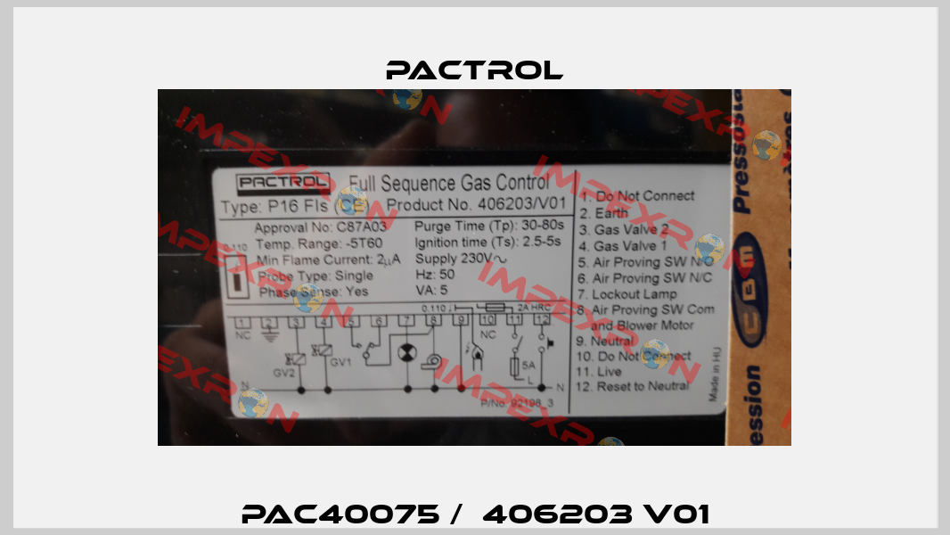 PAC40075 /  406203 V01 Pactrol
