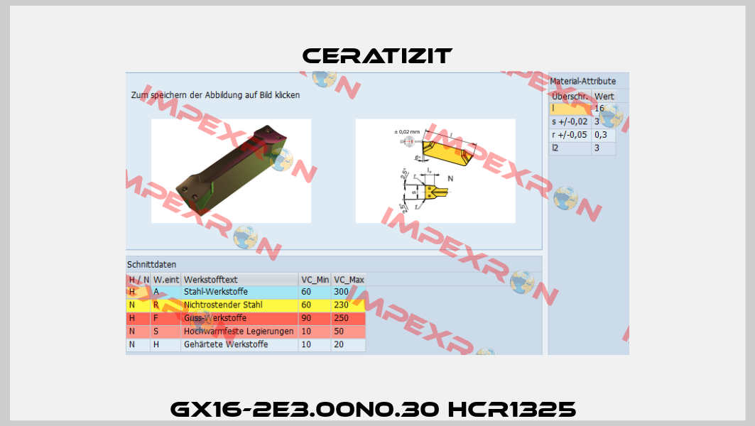 GX16-2E3.00N0.30 HCR1325  Ceratizit
