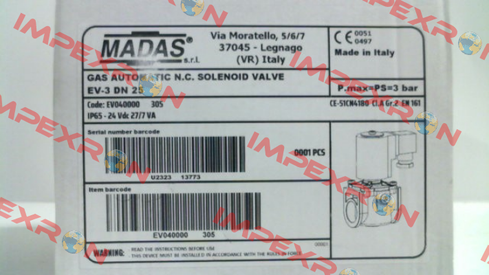 EV-3, DN25 (EV040000 305) Madas